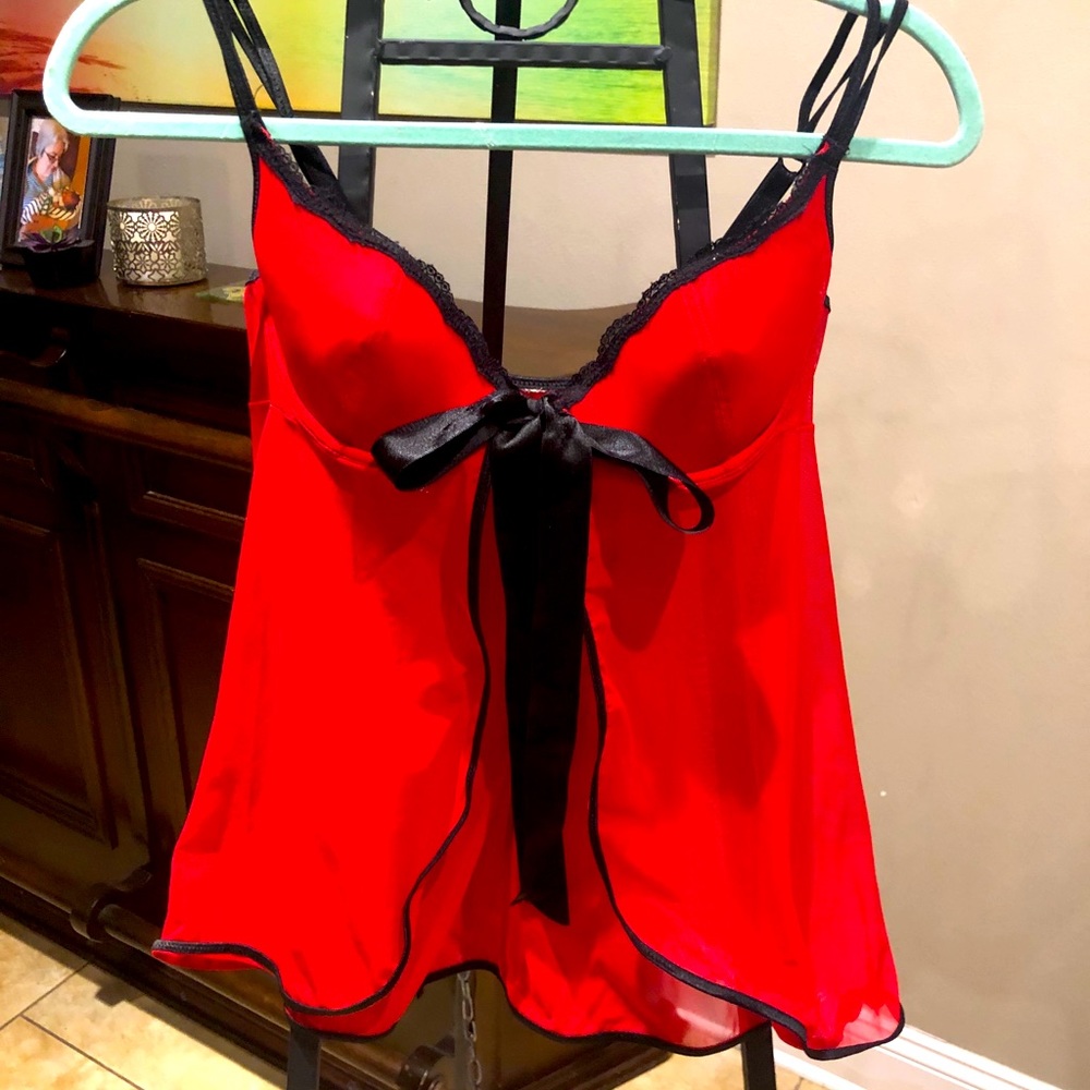 Red and black lingerie top